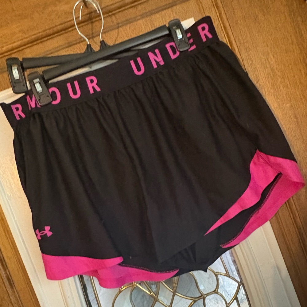 Under Armour Women's Athletic Shorts in Black and Pink